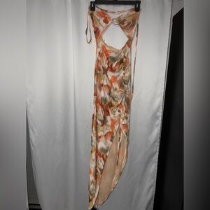 SHEIN Orange Cream Halter Sundress